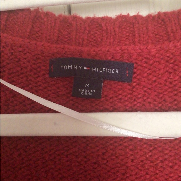 Tommy Hilfiger Woven Red Chunky Crewneck Sweater - Picture 4 of 6